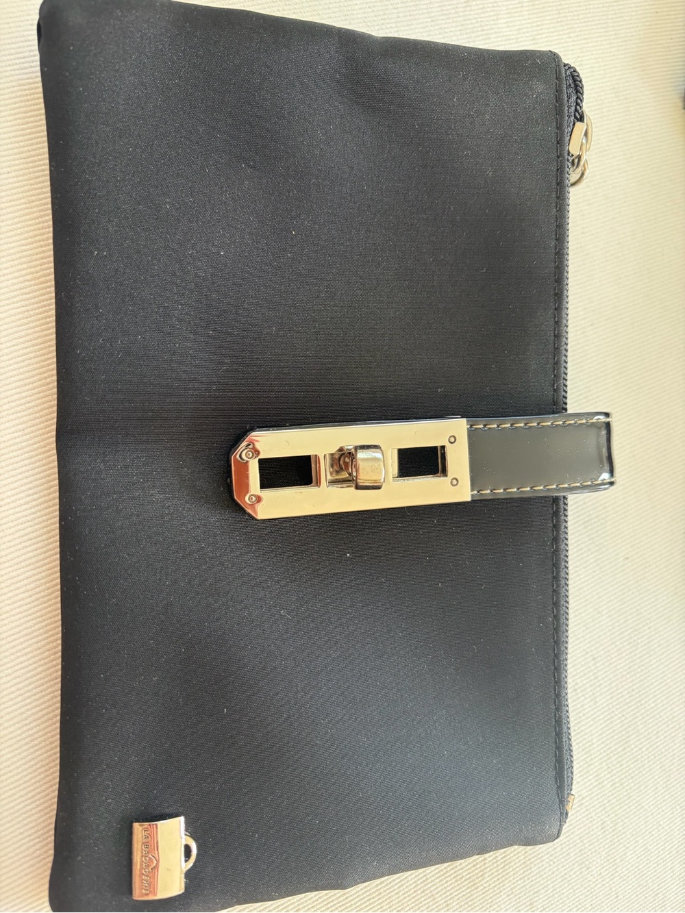 Black Clutch with silver Turn-Lock Accent
